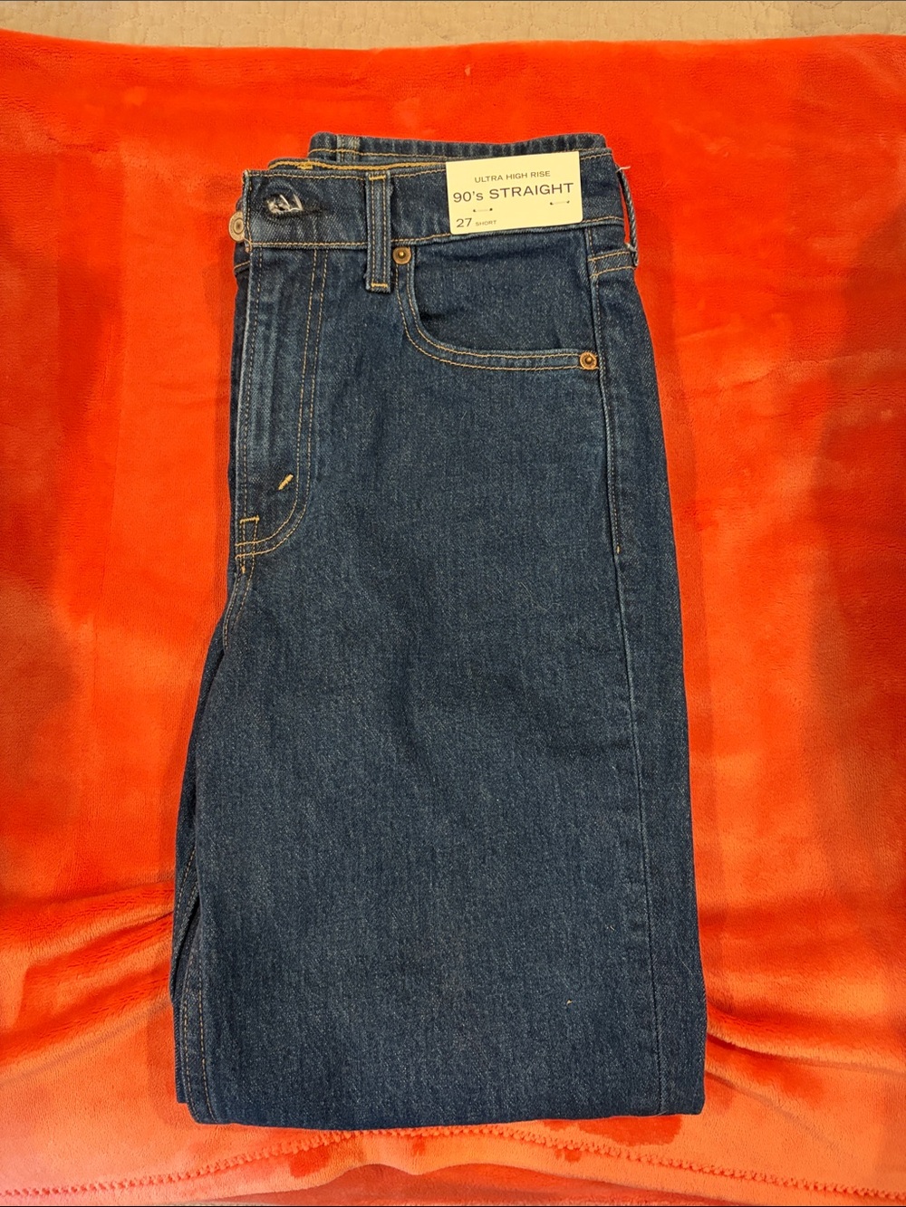 Abercrombie & Fitch Women’s Straight-Leg Dark Blue Denim Jeans
